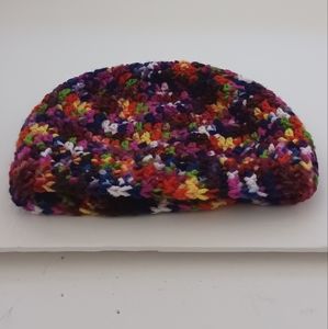 NWOT Hand Knitted Slough Toboggan Hat Girls multicolored reds black